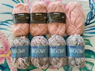 4x Charm With Mohair 12 Ply Rolls & 4x Broadway Rolls. Both Sets By Patons. New! - image 1 of 4