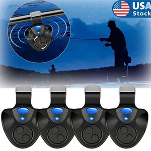 Allarmi Morso Pesca,4PCS Indicatore Elettronico Morso Pesce,Palo Clip On Campane di Allarme - Foto 1 di 11