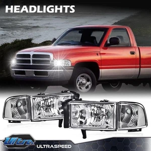 Clear Corner Chrome Headlights Assembly Fit For 94-02 Dodge Ram 1500 2500 3500 - Picture 1 of 9