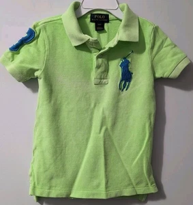 Toddler Baby Boys Polo Ralph Lauren Big Pony Rugby Shirt Lime Green Size 3/3T - Picture 1 of 5