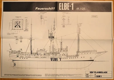 MW Bauplan: Feuerschiff ELBE 1 / 4 Blätter A2 / 1:25 – 1:125 - Bild 1 von 4