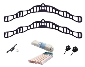 Traditional Kitchen Airer Pulley Dryer Black Kit with 6 Wooden Laths Slats 1.15M - Picture 1 of 11