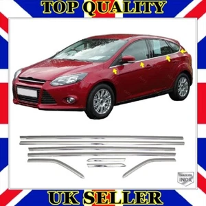 Ajuste cromado de marco de Windows 8 piezas acero inoxidable para Ford Focus 3 III Mk3 HB 2010 a 2018 - Imagen 1 de 10
