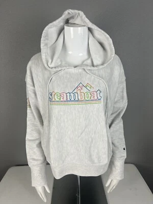 CHAMPION Women’s Hooded Sweatshirt Size Medium ( Steamboat Colorado ) Gray  - Image 1 of 4