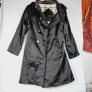 Black Burberry Trench Coat- Small Size Approx 8-10 - Picture 1 of 20