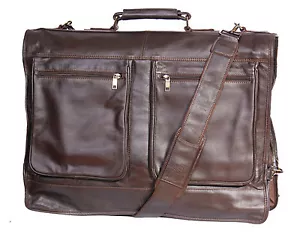 Genuine Luxury leather suit carrier garment dress travel weekend cabin bag Brown - Picture 1 of 1