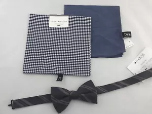 Cravatta fiocco seta RYAN SEACREST grigio righe regolabile con 2 tasche quadrate BONUS - Foto 1 di 4
