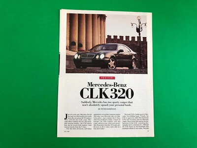 1998 MERCEDES BENZ CLK 320 ORIGINAL PRINT AD 3 PAGE ROAD TEST PRINTED - Image 1 of 2