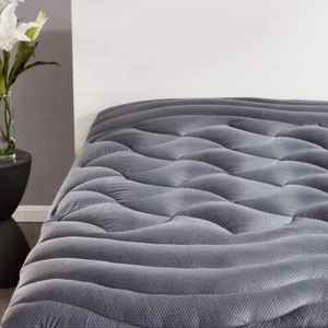 Cal King Size Mattress Pad Cover Memory Foam Pillow Soft Topper Top Cooling Grey - Picture 1 of 7