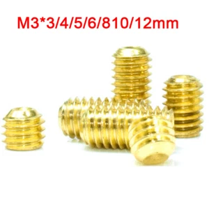 M3 Cup Point Grub Screws Titanium Plated Gold Alloy Hex Socket Bolts Headless - Picture 1 of 4