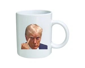 Donald Trump Arrest Mugshot Middle Finger Coffee Mug 11 Oz Free Shipping - Picture 1 of 1
