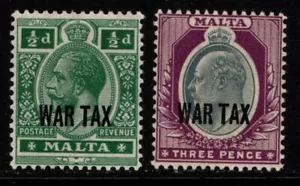 Malta 1917 ½d, 3d War Tax set SG92-93 Mint - Picture 1 of 1