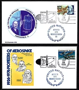 USA, SCOTT #1684 & 1690, SET 2 AEROPEX HCCEA 1976 PIONEERS OF SPACE EVENT COVERS - Picture 1 of 3