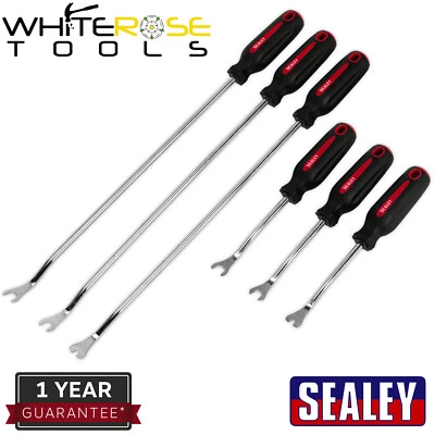 Sealey Trim Clip Tool Set 6pc Automotive Garage Removal Long Short - Image 1 of 4