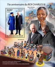 Król Karol III Camilla Nelson Mandela Szachy MNH Znaczki 2023 Niger S/S