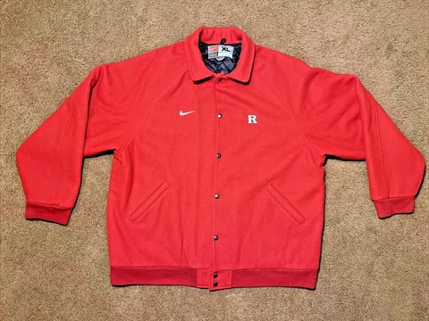 NIKE RUTGERS SCARLET KNIGHTS FOOTBALL Coach/Team Issued JACKET XL Wool Cover