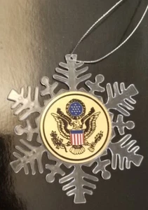 SEAL OF THE UNITED STATES EAGLE 4" Fiocco di Neve Ornamento Colore Completo 2" Emblema - Foto 1 di 5