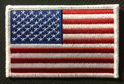 AMERICAN FLAG PATCH flag patch WHITE edge USA flag us flag patch 3 5/8" wide - Image 1 of 2