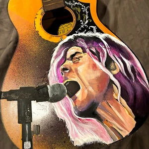 Kurt Cobain Mixed Media Portrait on Acoustic Guitar, One of Kind Original Art - Picture 1 of 1