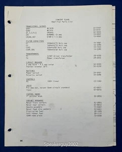 Original Fender Schematic & Parts List / Concert Slave - Picture 1 of 1