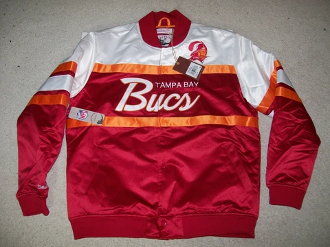 NEW L Throwback Mitchell Ness Tampa Bay Buccaneers Heavyweight Satin Jacket NFL Cover