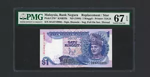 MALAYSIA Replacement / Star P27b , 1989 , KNB32h , One 1 Ringgit , PMG 67 EPQ - Picture 1 of 2