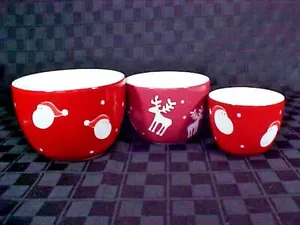 3 cuencos de anidación de Navidad - caras de Santa y renos - ¡6"" y 5"" y 4"" lindos! - Imagen 1 de 3