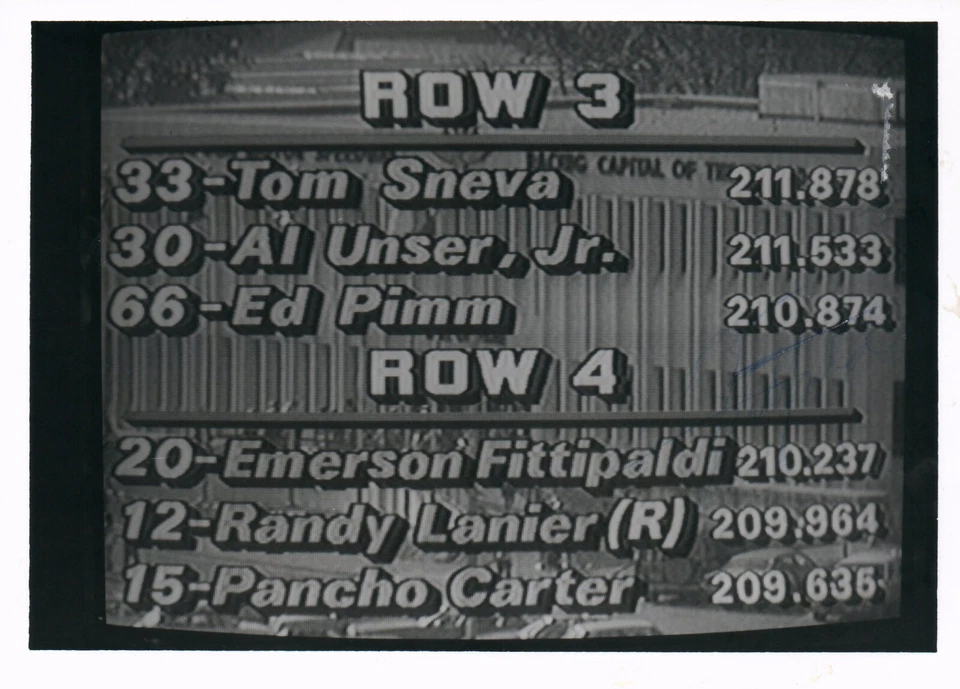 Foto de alineación autógrafa firmada a mano de conductor de auto de carreras Emerson Fittipaldi 5x7 Foto 1 de 1