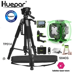 lot niveau laser huepar bluetooth S04CG vert 4d 4*360 sur batterie + trepied - Imagen 1 de 12