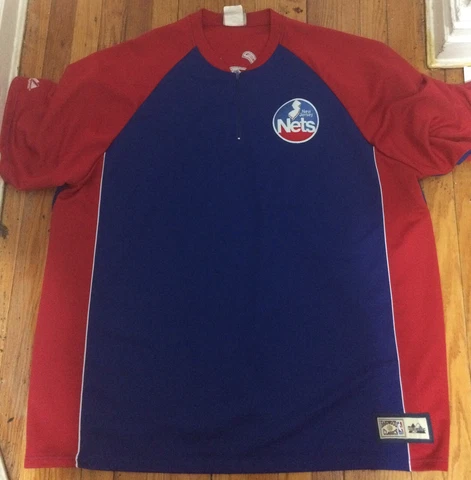 Majestic Hardwood Classics New Jersey Nets Pullover Blue Red Warmup Jacket 3XL Cover