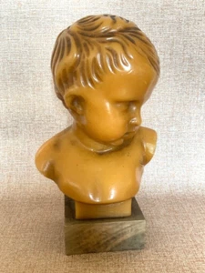 Viktorianisches Kinderportrait Wachsbüste nach Francois auf Holzsockel 24 cm - Bild 1 von 8