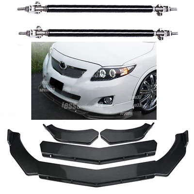Carbon Front Bumper Lip Spoiler Body Kit + Strut Rods For Toyota Corolla X - Imagem 1 de 4