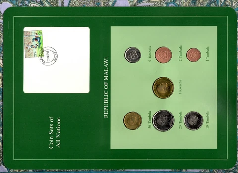Coin Sets of All Nations Malawi 1995-1996 UNC 1 Kwacha 50,20 Tambala 96 Cover