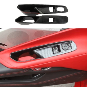 Carbon Fiber Style Window Lift Switch Panel Cover Trim for Chevy Corvette C8 - Picture 1 of 9