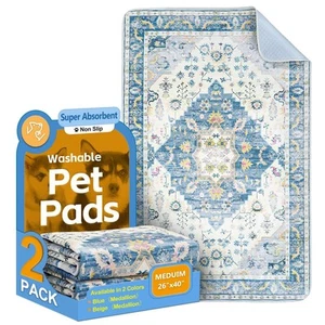 Washable Pee Pads for Dogs, 2 Pack Reusable Puppy Training Pads 40"x26" Super... - Picture 1 of 7