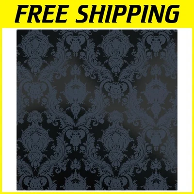 Papel pintado tradicional damasco negro - extraíble, 28 pies cuadrados de elegancia elegante Foto 1 de 4