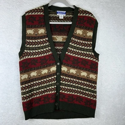 Pendleton Knockabouts Cárdigan Estampado Animal Suéter Chaleco Lana Virgen Para Mujer’s M Foto 1 de 4
