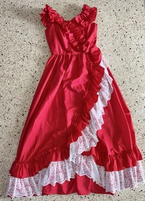 Vestido Victoriano Vintage Era de la Guerra Civil Rojo Vestido de Baile 1860 Disfraz Hecho en Unión Raro Foto 1 de 4