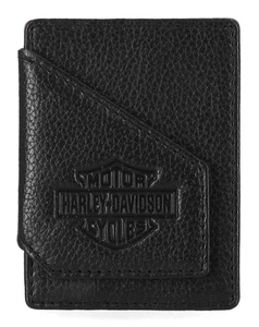 Harley-Davidson Men's Bar & Shield Core Pebble Card Case Wallet - Black - Picture 1 of 4