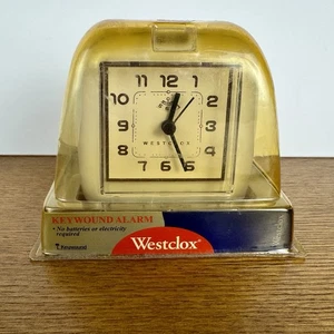 VTG NIP Westclox Keywound Alarm Clock Wind-Up Almond 12545 Analog - Picture 1 of 10