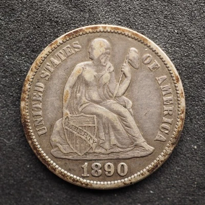 1890 **S**  SEATED LIBERTY  DIME **NICE COIN!** FREE SHIPPING! C0650 - Image 1 of 2