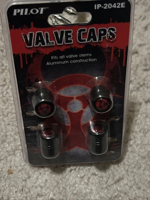 4 Universal Tire Valve Stem Caps For Car, Truck Standard Fitting (Black- Red) - Image 1 of 3