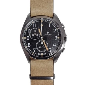 RELOJ HAMILTON KAHKI AVIATION H76522531 Cuarzo Cuero Negro Hombre Nuevo - Imagen 1 de 7