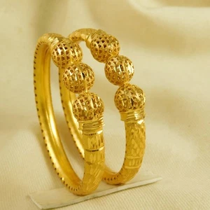 Indian Designer Gold Plated 2 PCs Bangle Women Bracelets Fashion Jewelllery - Picture 1 of 8