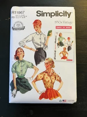 Camisa feminina SIMPLICITY VINTAGE DÉCADA DE 1950 PADRÃO R11967 - Imagem 1 de 3