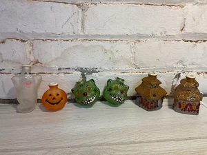 LOT-6 Vintage Old World Glass Halloween Ornaments-String Light Covers - Picture 1 of 17