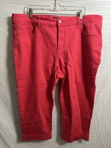 Pantalones de mezclilla para mujer NYDJ rojos Capri Lift Tuck puños tiro alto lisos 5 bolsillos talla 20W - Imagen 1 de 8
