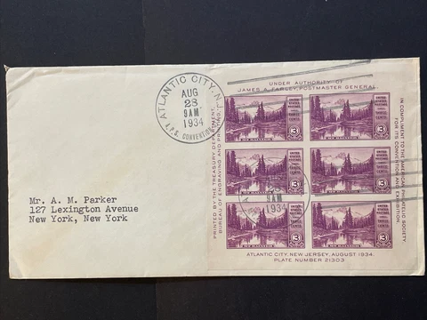 1934 FDC Mt Rainier American Philatelic Society Imperf. Souvenir Sheet Sc# 750 Cover