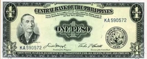 1949 Philippinen 1 Peso Umlaufbanknote. Einzelner 1 Peso CIR Währungsschein PHP - Bild 1 von 2
