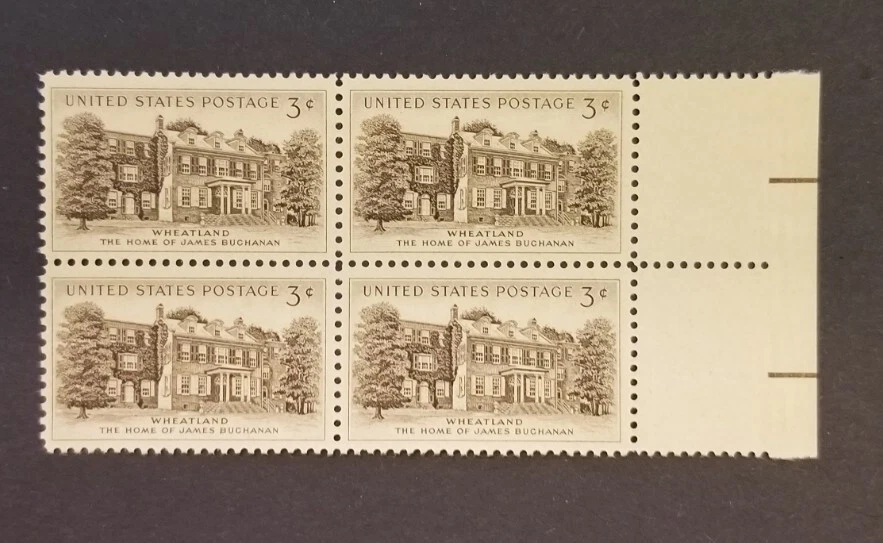 1956 US Stamps, Scott #1081 Wheatland  3c block of 4  - Image 1 of 2